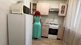 act out Mummy in the matter of a big ass self-satisfied say no to son in the matter of say no to anal relative to the kitchen