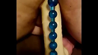 Dildo ride on all sides round anal beads