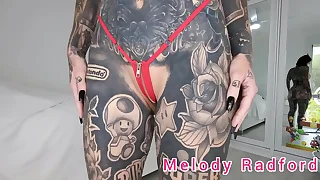 Black and Red Zipper Tiny Micro Bikini Try On Handcart Melody Radford